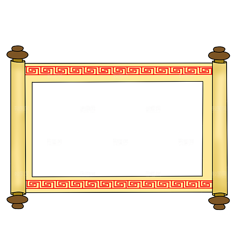 中国风传统复古风圣旨卷轴画轴PNG