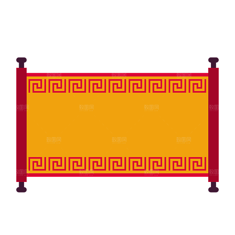 中国风传统复古风圣旨卷轴画轴PNG