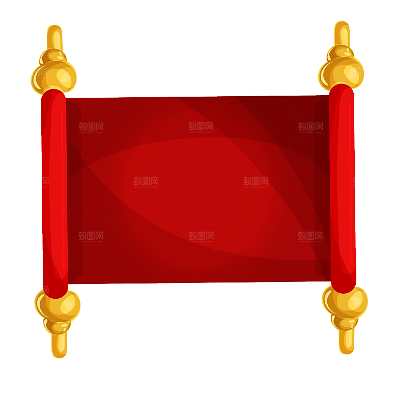中国风传统复古风圣旨卷轴画轴PNG