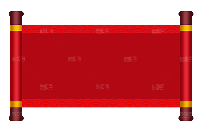 中国风传统复古风圣旨卷轴画轴PNG