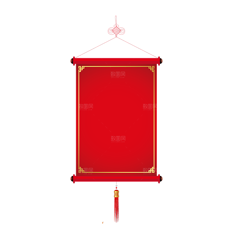中国风传统复古风圣旨卷轴画轴PNG