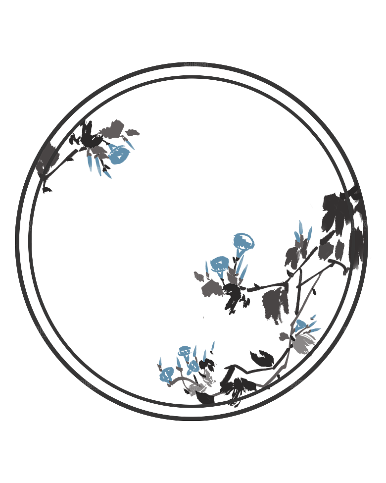 中式古风边框花纹圆形方形复古PNG