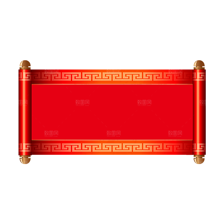中国风传统复古风圣旨卷轴画轴PNG素材