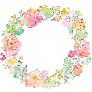 唯美手绘水彩花环花卉婚礼png装饰元素