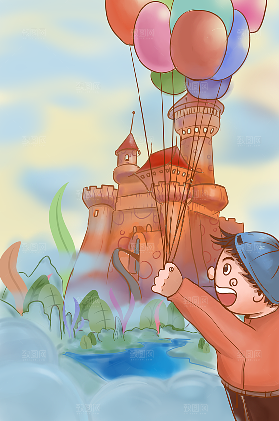 卡通手绘六一儿童节场景海报
