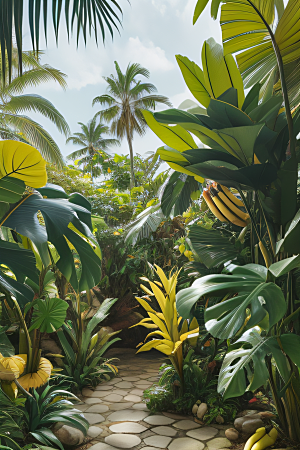 艺术中的热带魅力香蕉树