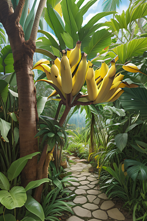 艺术中的热带魅力香蕉树