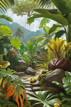 绿意盎然热带风景中的香蕉树与生机