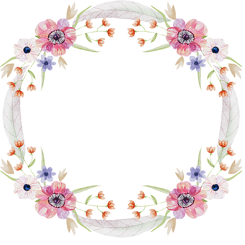 唯美手绘水彩花环花卉婚礼png装饰素材