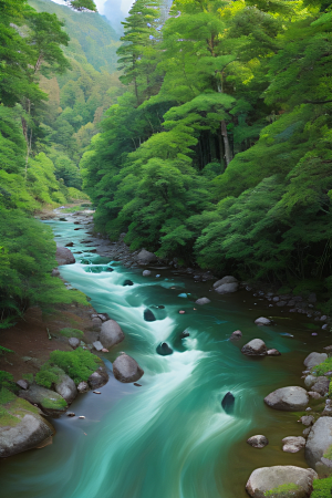 山水之间山峦与河流交相辉映的美景