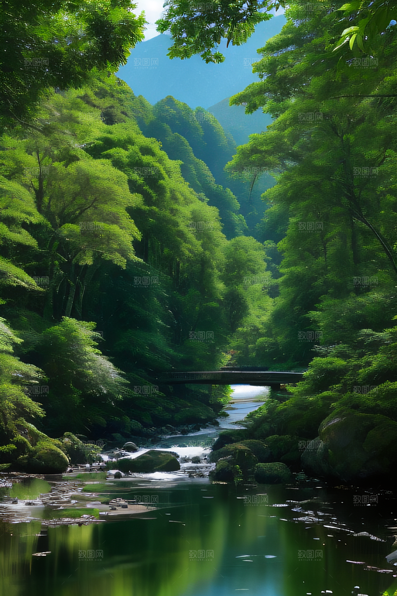 山水之间山峦与河流交相辉映的美景