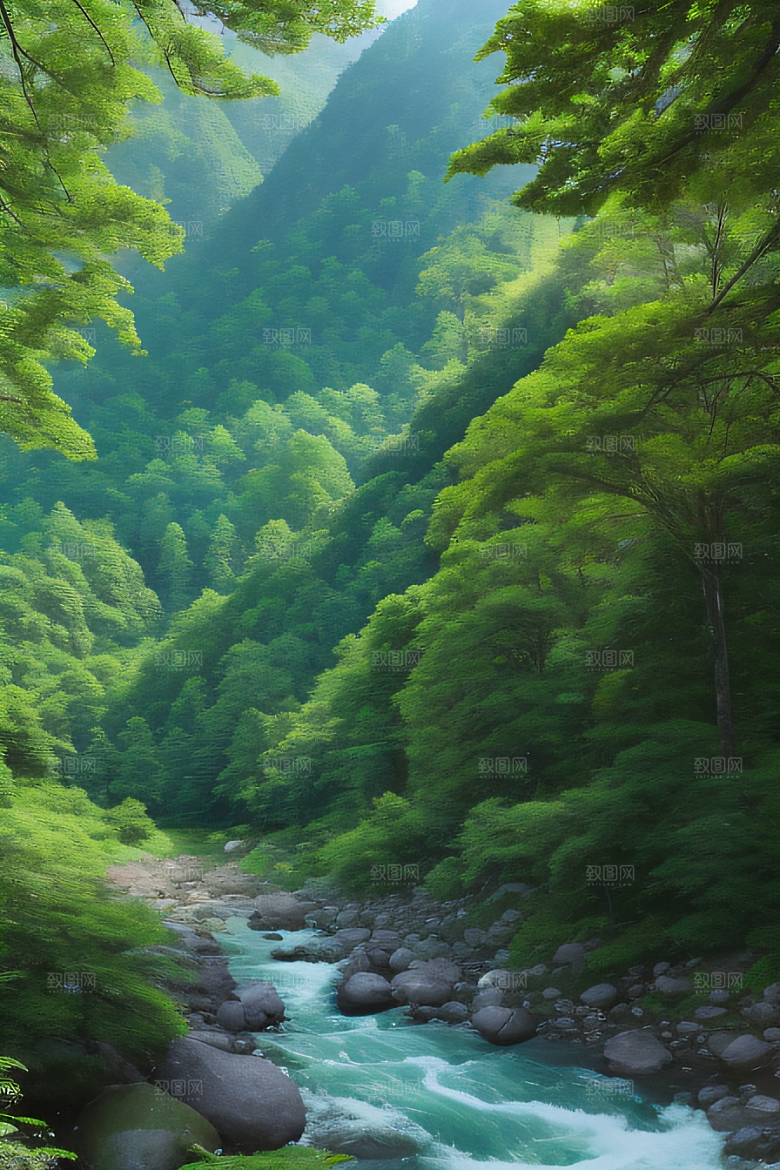 山水之间山峦与河流交相辉映的美景