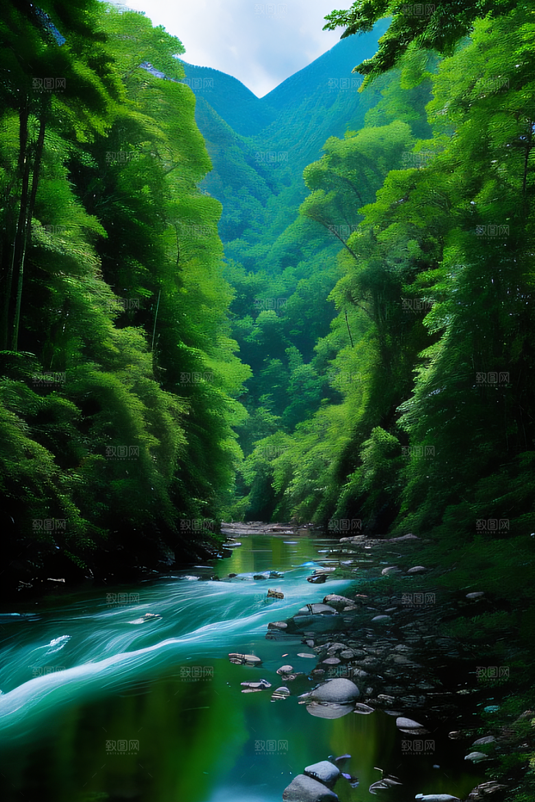 山水之间山峦与河流交相辉映的美景