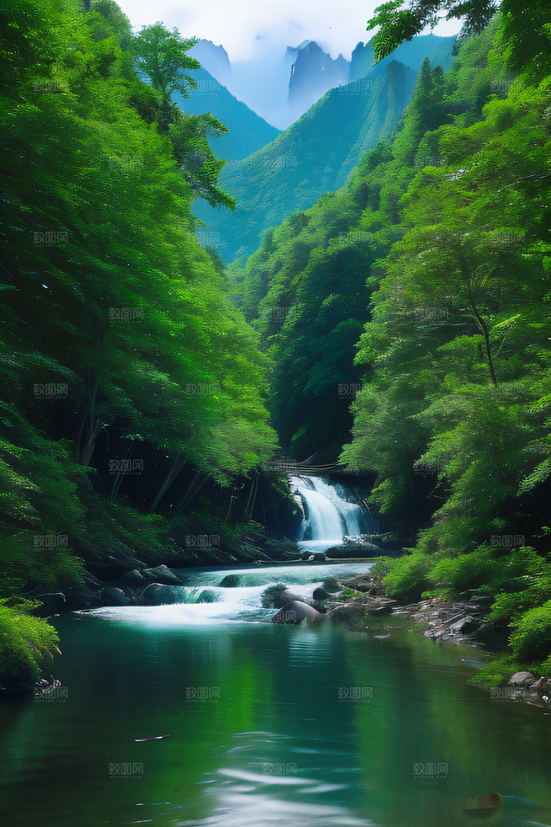 山水之间山峦与河流交相辉映的美景