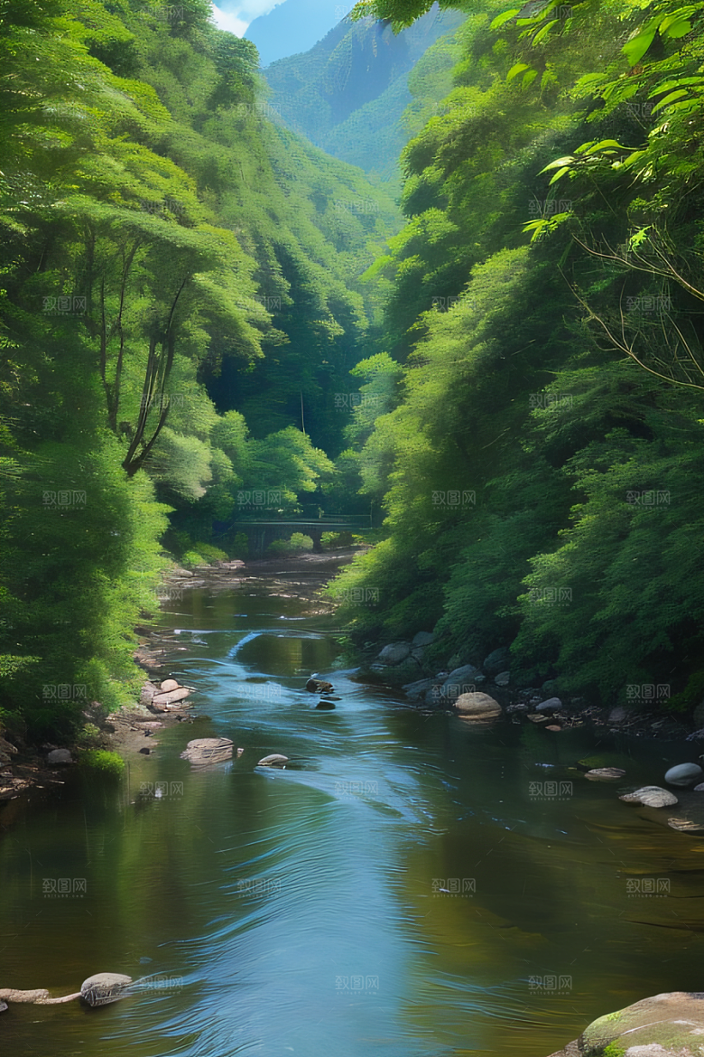 山水之间山峦与河流交相辉映的美景