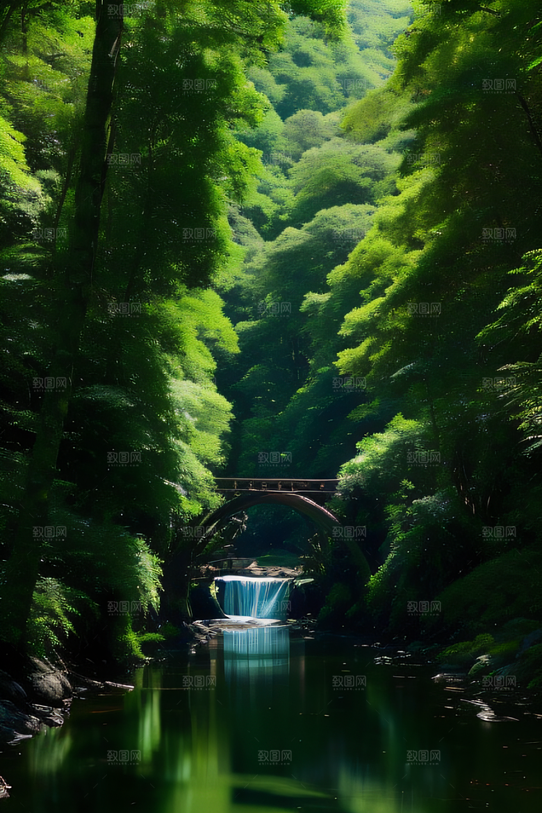 山水之间山峦与河流交相辉映的美景