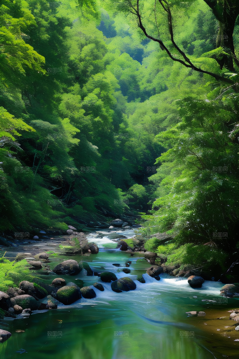 山水之间山峦与河流交相辉映的美景