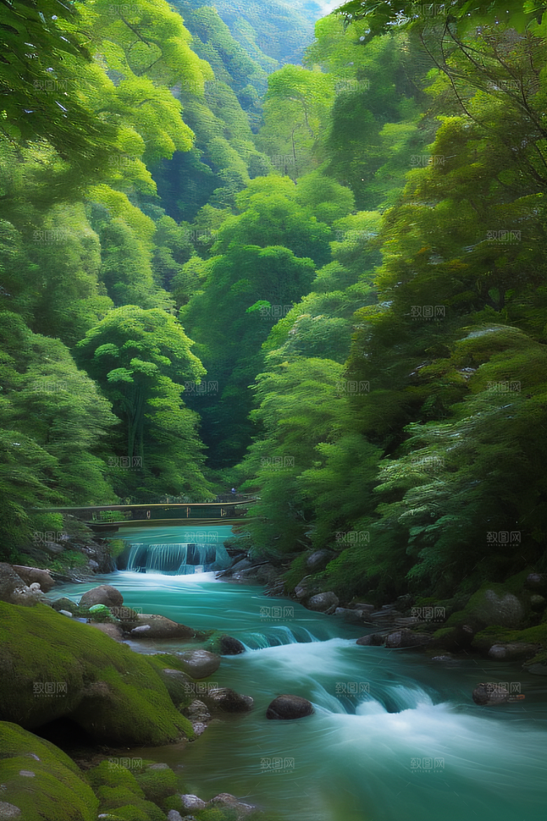 山水之间山峦与河流交相辉映的美景