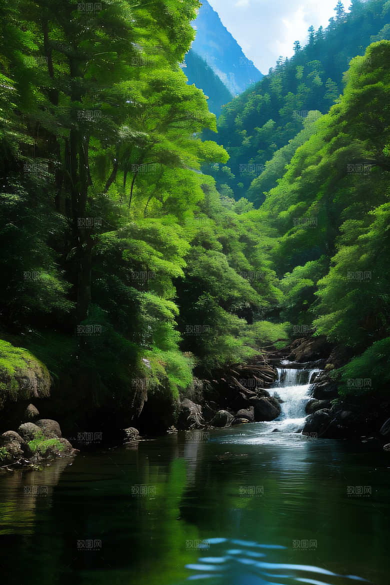 山水之间山峦与河流交相辉映的美景