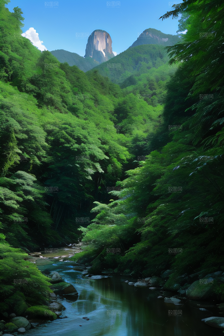 山水之间山峦与河流交相辉映的美景
