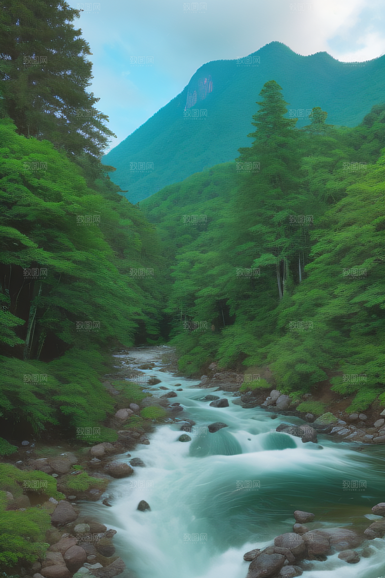 山水之间山峦与河流交相辉映的美景