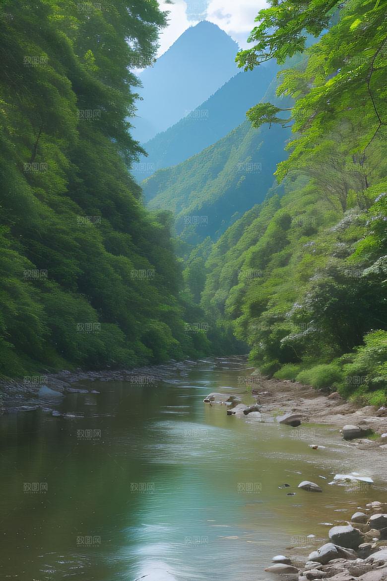 山水之间山峦与河流交相辉映的美景