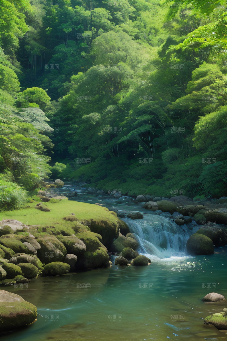 山水之间山峦与河流交相辉映的美景