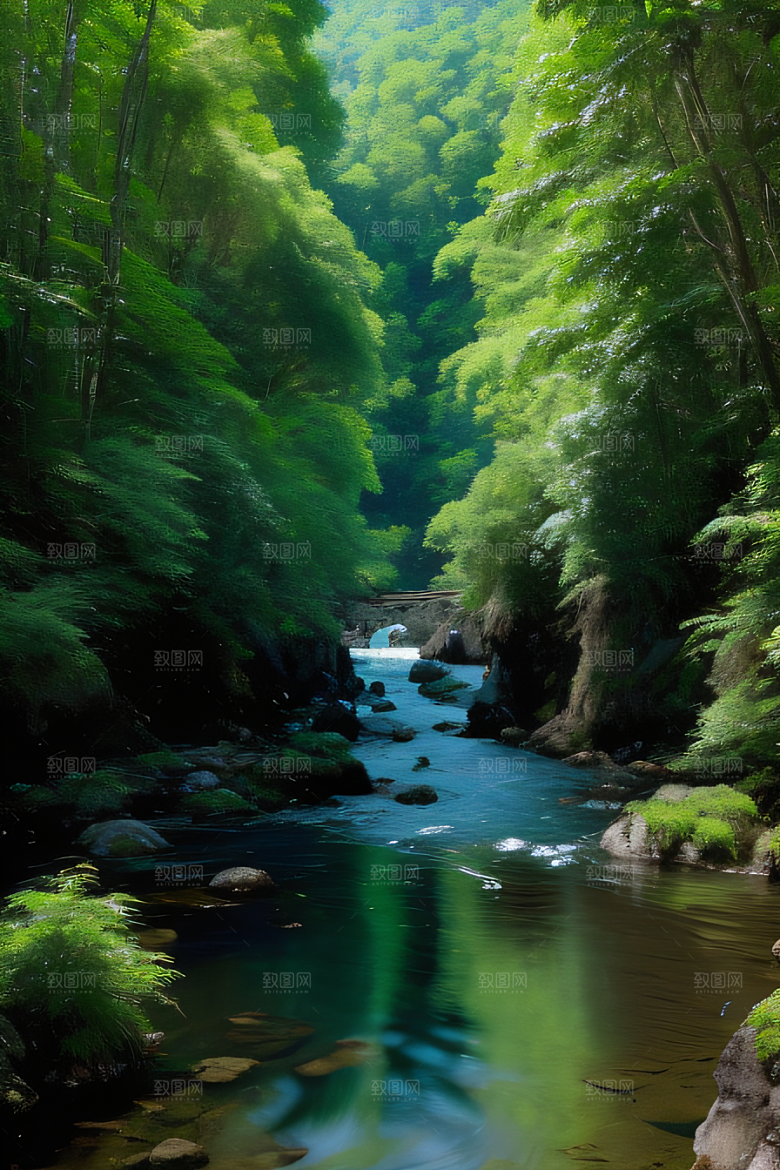 山水之间山峦与河流交相辉映的美景