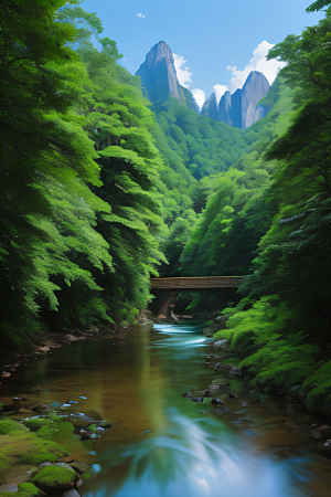 绿意盎然树木繁茂绿意盎然的山水风景