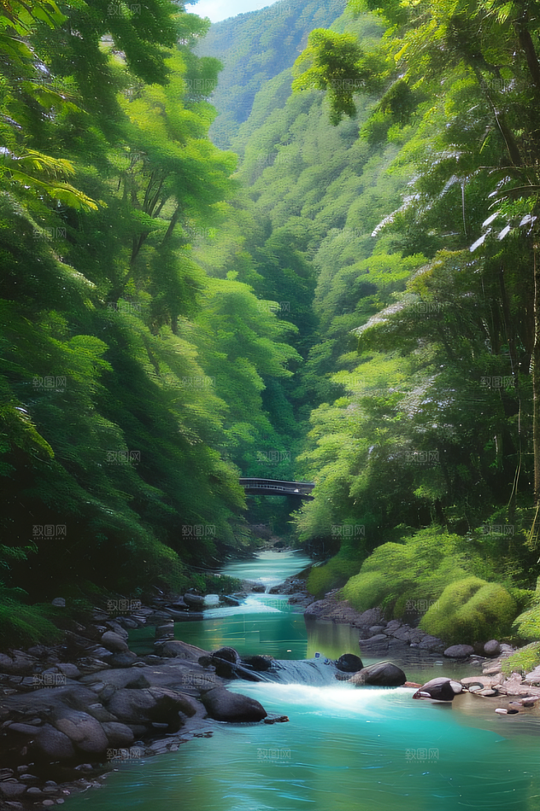 宁静的山水宛如画中的世界充满宁静与美丽