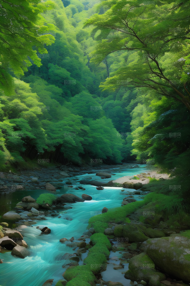 宁静的山水宛如画中的世界充满宁静与美丽