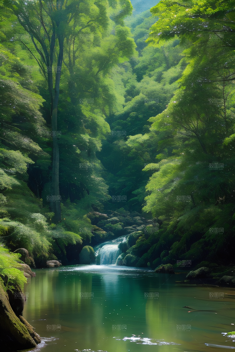 山岳奇观壮丽的山峦与清澈的河水相得益彰