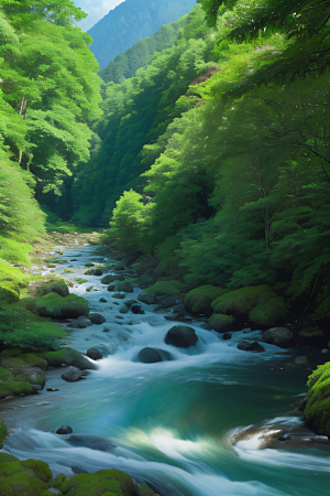 山水交融河水与山峦在一起创造出和谐的景象