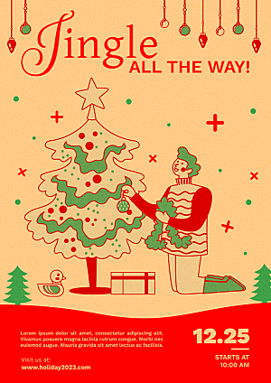 圣诞节精美插画海报设计