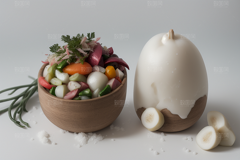 创意摄影落下蔬菜的诗意画面