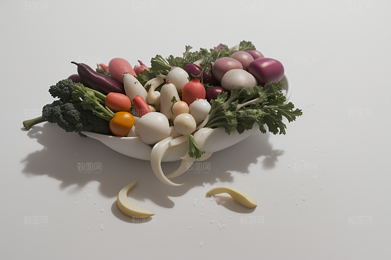创意摄影落下蔬菜的诗意画面