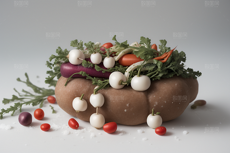 创意摄影落下蔬菜的诗意画面