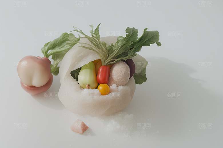 艺术创意摄影下的落下蔬菜