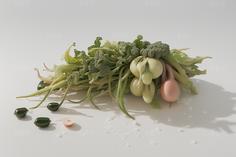 艺术创意摄影下的落下蔬菜