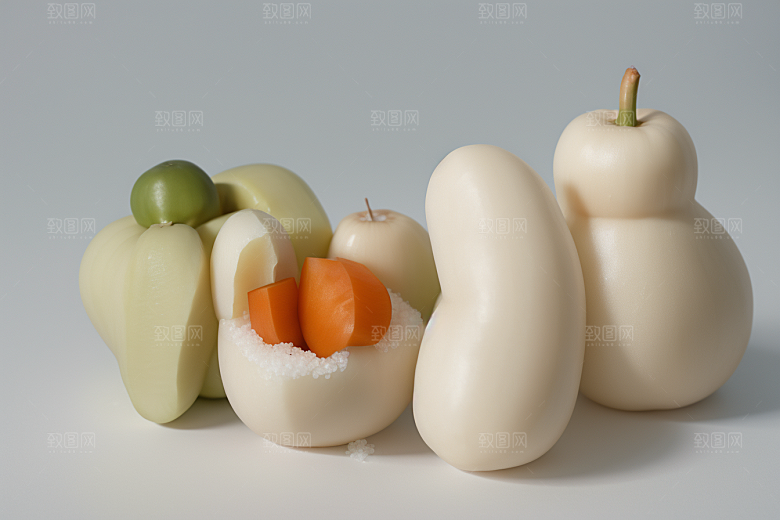 艺术创意摄影下的落下蔬菜