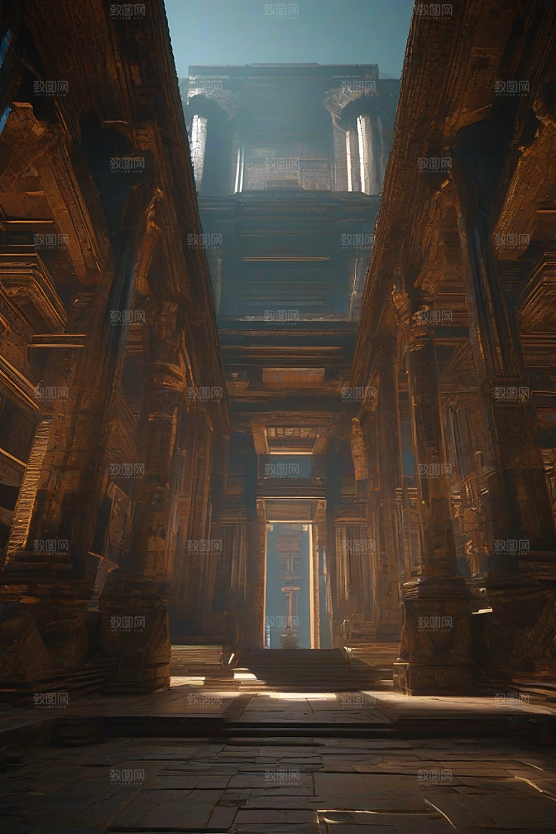 赛博朋克风格与古代建筑的完美结合