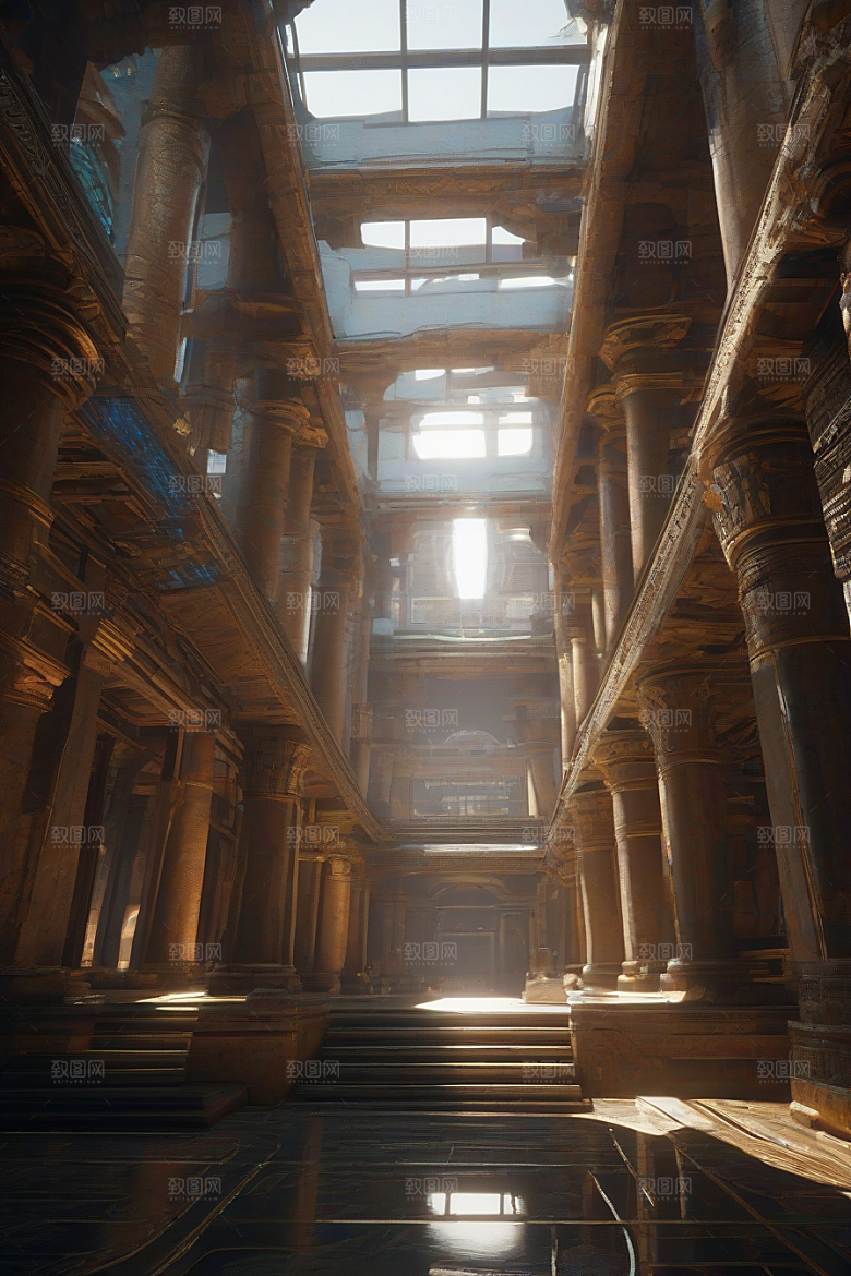 赛博朋克风格与古代建筑的完美结合