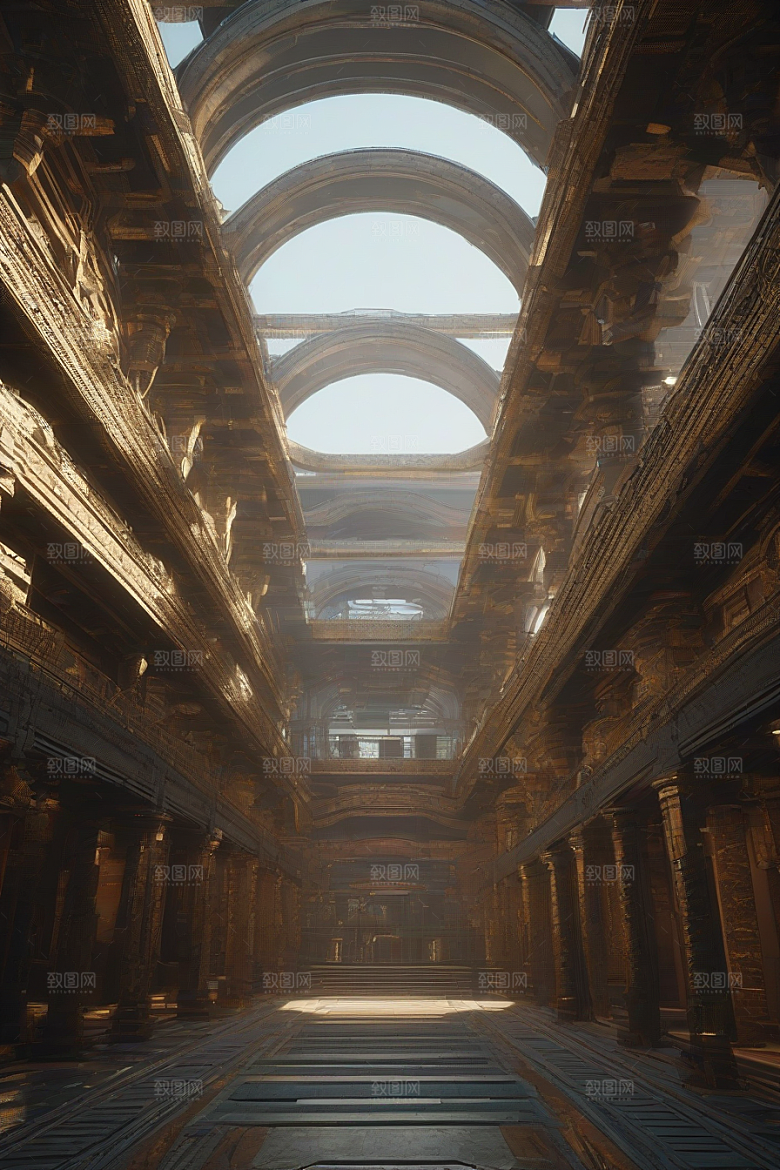 赛博朋克风格与古代建筑的完美结合