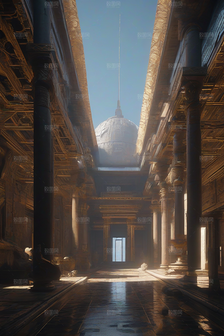 赛博朋克风格与古代建筑的完美结合