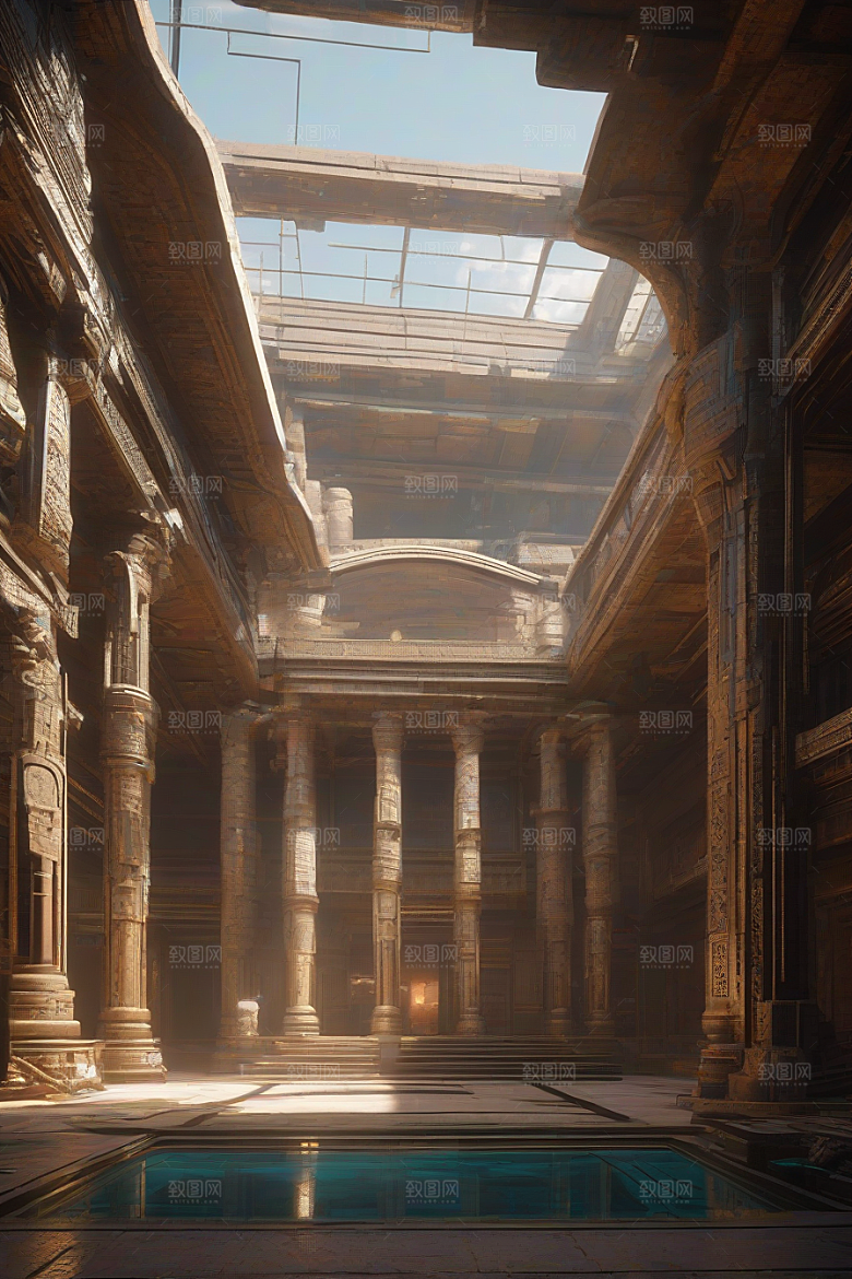 赛博朋克风格与古代建筑的完美结合