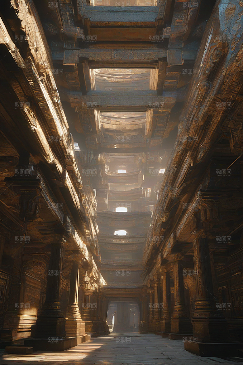 赛博朋克风格与古代建筑的完美融合