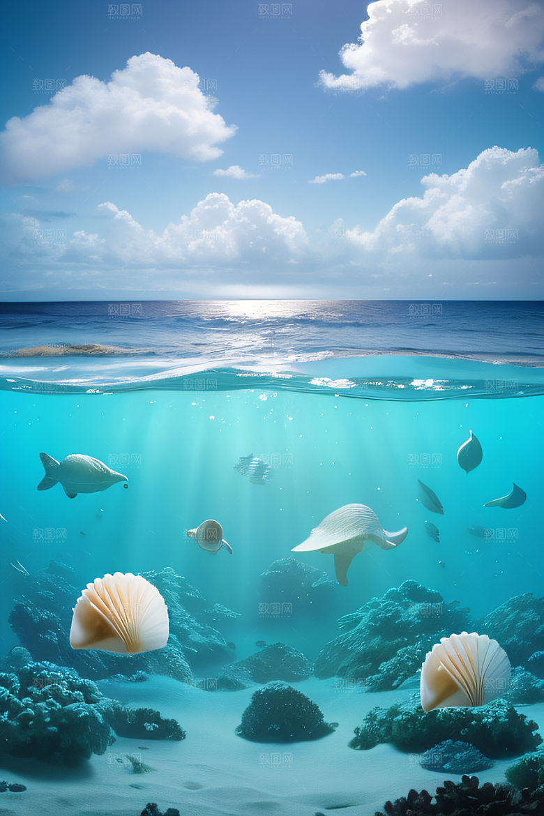 海边仙境浪花与云朵构成的美丽画卷