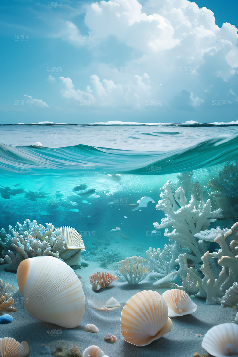 海边仙境浪花与云朵构成的美丽画卷