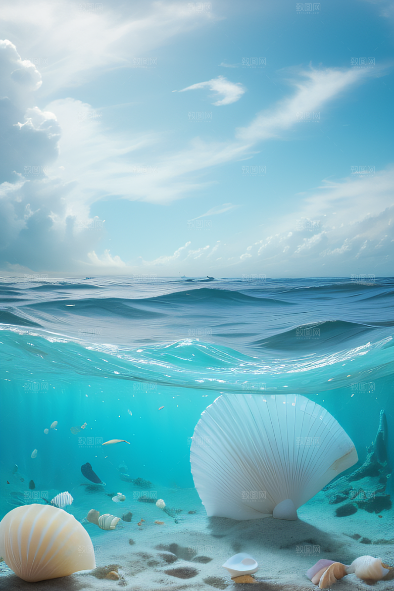 海边仙境浪花与云朵构成的美丽画卷