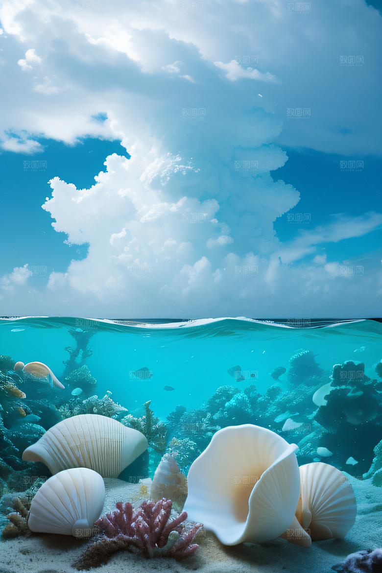 海边仙境浪花与云朵构成的美丽画卷